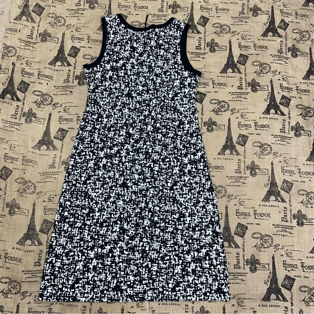 Rafaella NWOT! Black/White Print Tie Neck Sleeveless Dress Size S - Picture 9 of 14
